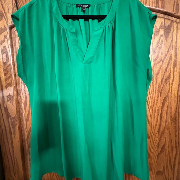Roz & Ali Tops - Roz & Ali Kelly Green Sleeveless Blouse